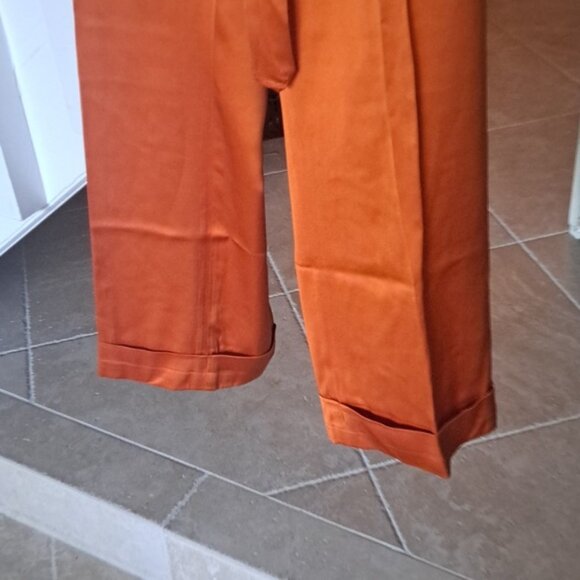 Dries Von Noten  Orange Pants with Wrap around waist zip front 2 pockets cuff 6 - Picture 4 of 8